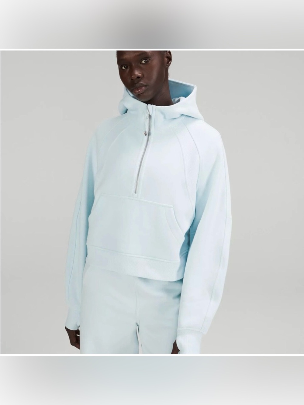 Lululemon Athletica Powder Blue Cropped Half-Zip Hoodie